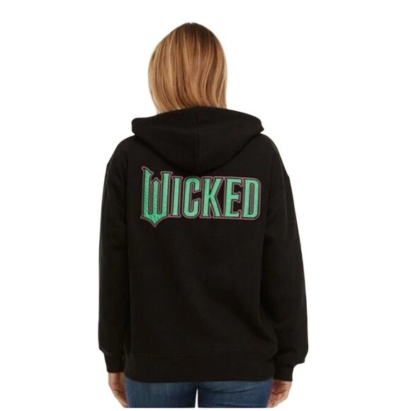 Wicked Movie Women's Full Zip Embroidered Hooded Sweatshirt XL NWT - Picture 2 of 15